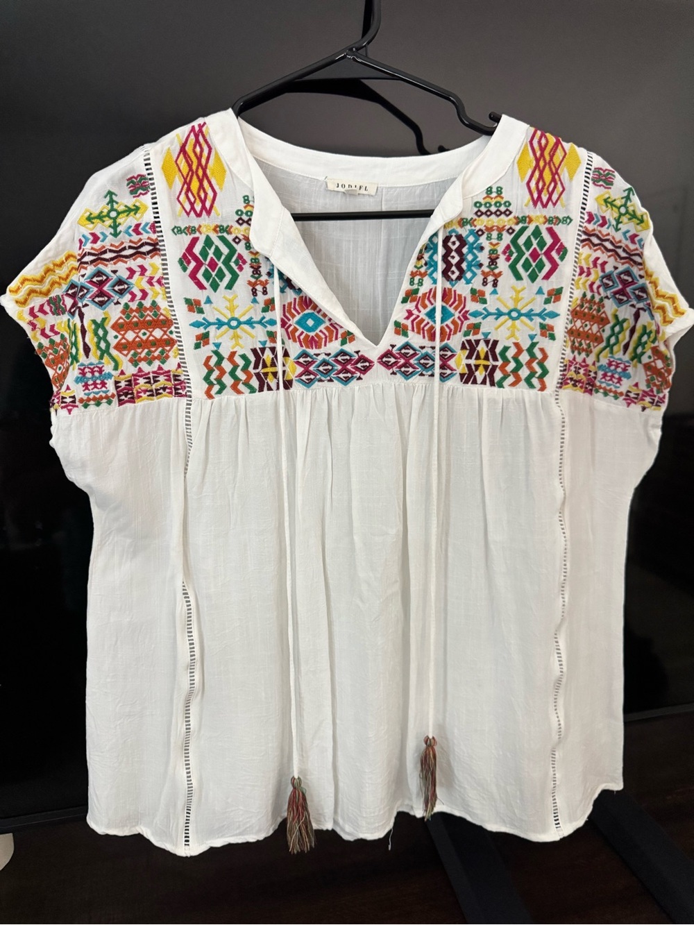 JODIFL White Embroidered Boho Blouse - Multicolor Accents
